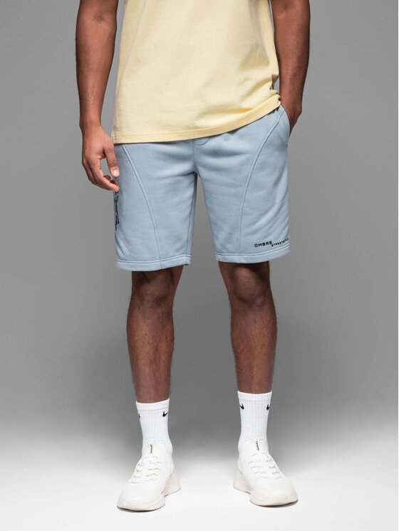 Ombre Ombre Šortky z materiálu OM-SRSK-0138 Modrá Slim Fit