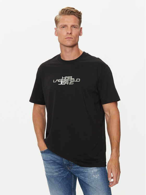 Karl Lagerfeld Jeans Karl Lagerfeld Jeans Marškinėliai 246D1700 Juoda Regular Fit