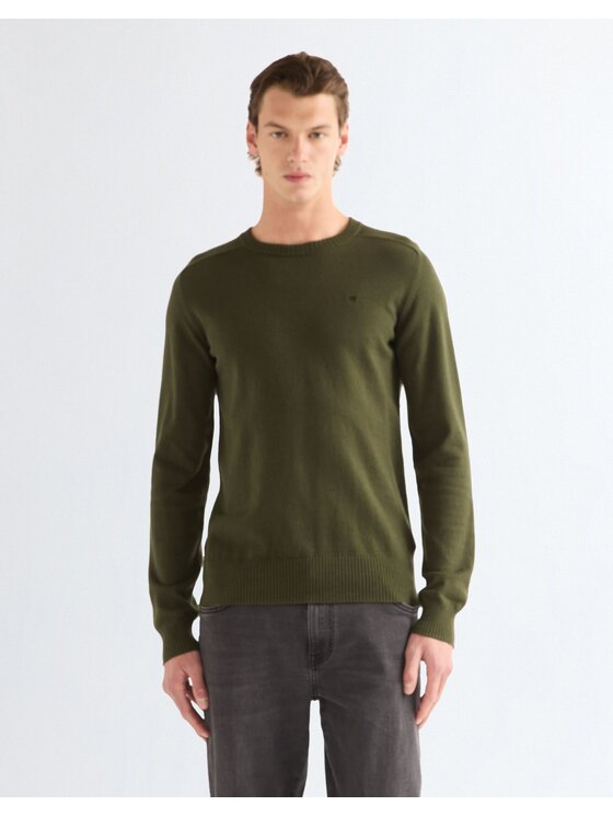 Wrangler Wrangler Sweter CREW NECK KNIT Zielony Regular Fit