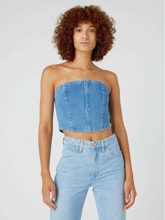 Wrangler Top Bustier W4Z79639I 112332056 Modrá Slim Fit