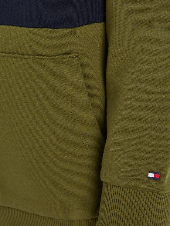 Tommy Hilfiger Tommy Hilfiger Суитшърт Essential Colorblock KB0KB08385 S Зелен Regular Fit