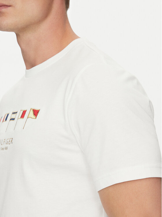 Tommy Hilfiger Tommy Hilfiger T-Shirt Multi Flags MW0MW38616 Biały Regular Fit