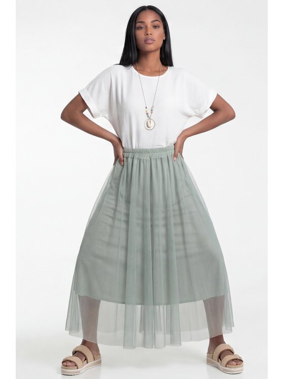 FIGL FIGL Spódnica maxi M1307 Zielony A-Line Fit