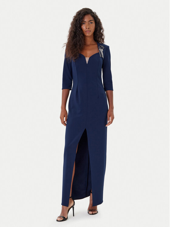 Rinascimento Rinascimento Večernja haljina CFC0125271003 Tamnoplava Slim Fit