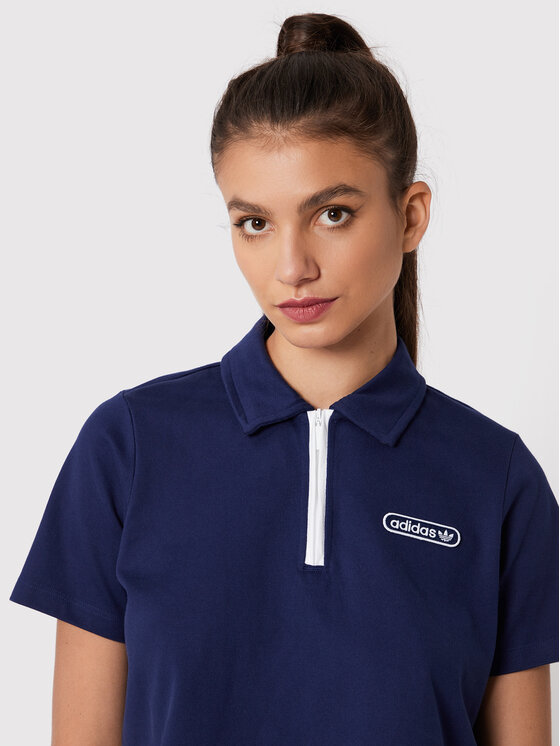 adidas adidas Polo Crop HL6572 Granatowy Relaxed Fit