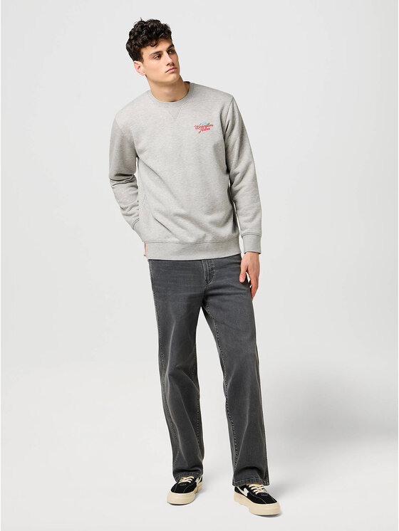 Wrangler Wrangler Bluza SMALL GRAPHIC CREW MID Szary Regular Fit