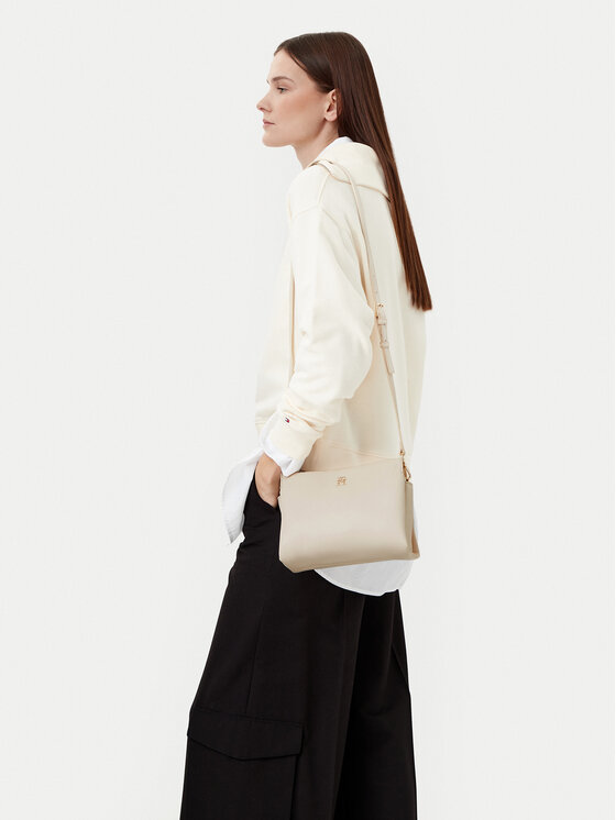 Tommy Hilfiger Tommy Hilfiger Ročna torba Th Legacy Mini Crossover AW0AW17225 Kremna