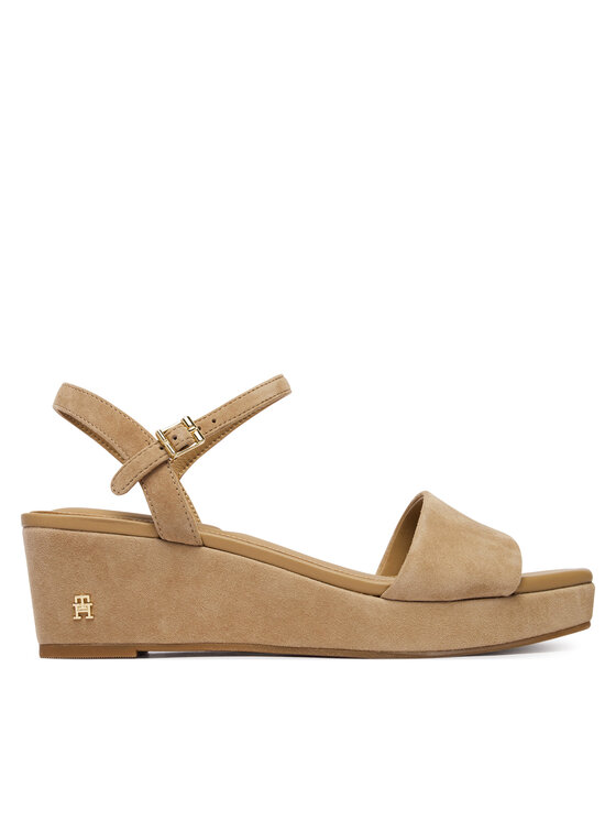 Tommy Hilfiger Tommy Hilfiger Sandály Suede Wrapped Mid Wedge FW0FW09235 Hnědá