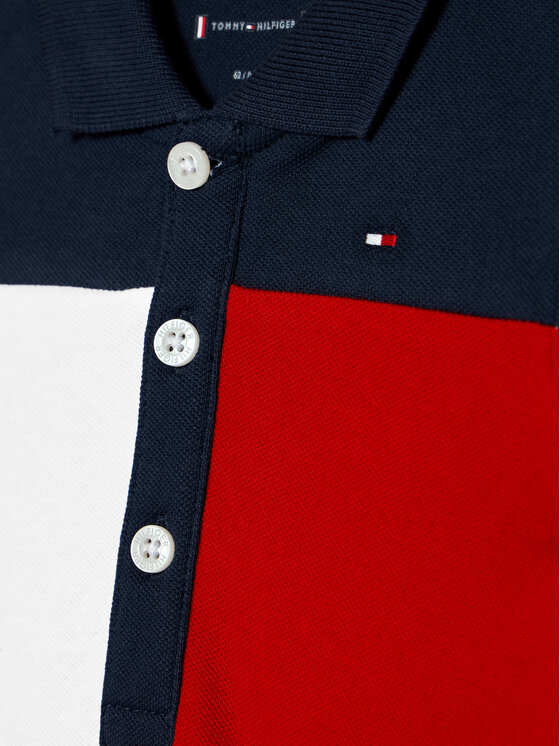 Tommy Hilfiger Kinder Body Baby Colorblock Polo KN0KN01284 Dunkelblau Regular Fit