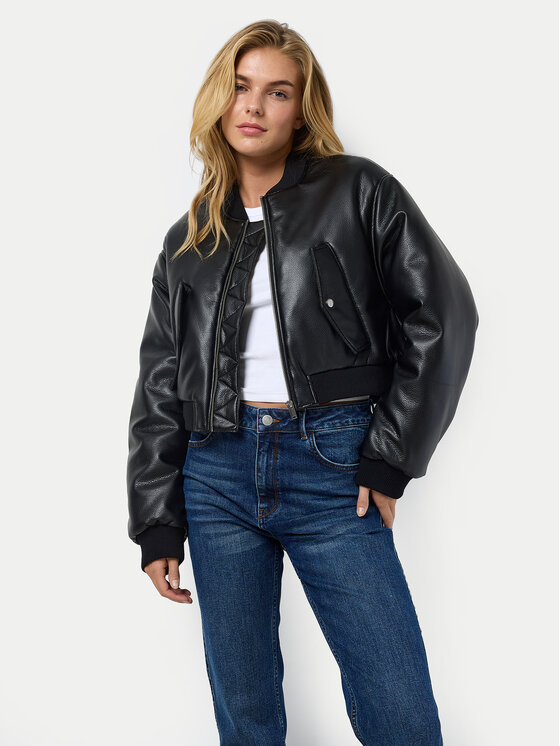 Noisy May Noisy May Geacă din imitație de piele Eileen 27032426 Negru Relaxed Fit