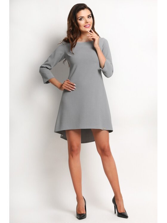 Awama Awama Sukienka codzienna A115 Szary Basic Fit