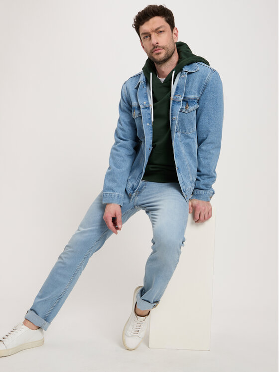 Cross Jeans Cross Jeans Bluza 25450-530 Zielony Hoodie Fit
