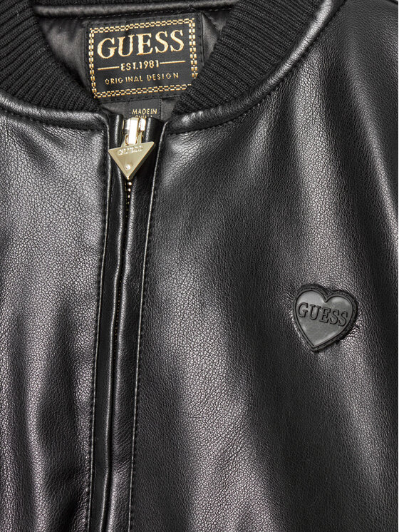 Guess Guess Яке от имитация на кожа J4YL13 WE8D0 Черен Relaxed Fit