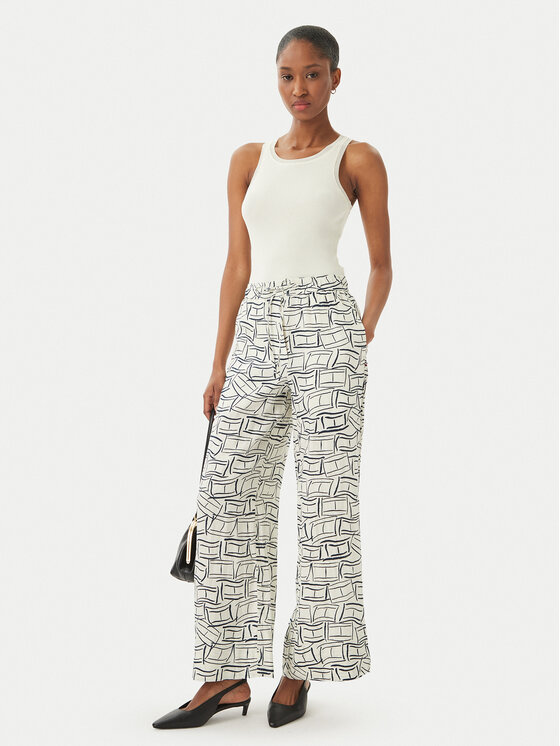 Tommy Hilfiger Tommy Hilfiger Текстилни панталони WW0WW48970 Светлобежов Wide Leg