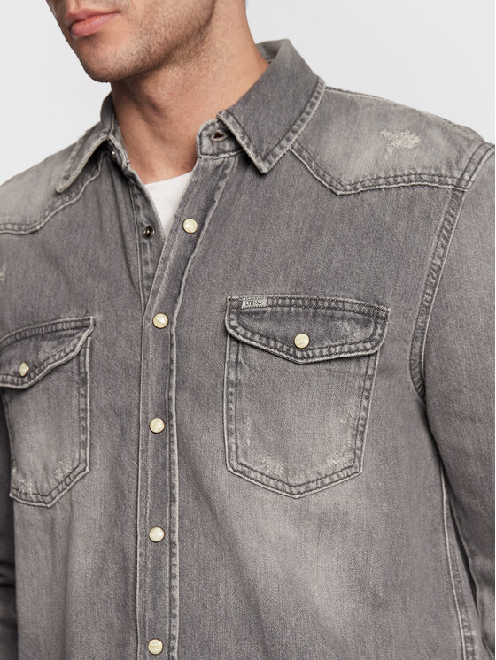 Camicia di jeans Rohan 60475 15235 Grigio Slim Fit...