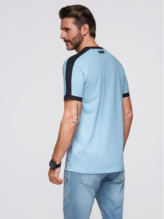 Ombre Ombre T-Shirt OM-TSCT-0115 Błękitny Regular Fit