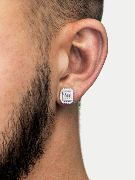 ICED STUFF ICED STUFF Ausskari Diamond Stud Baguette Baltais zelts