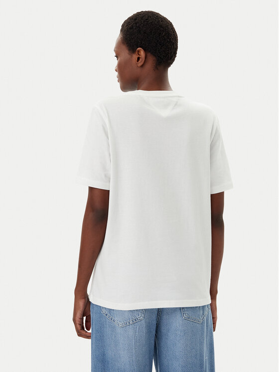 Tommy Jeans Tommy Jeans Majica Tonal Tropics DW0DW21343 Écru Relaxed Fit