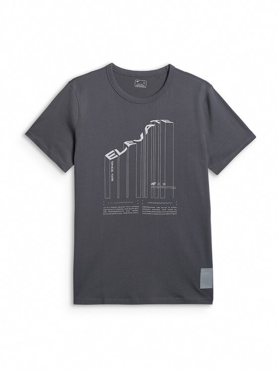 4F 4F T-Shirt BRIGHT TRACK Szary ciemny Regular Fit