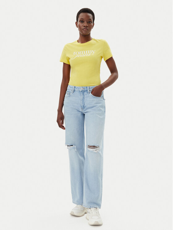 Tommy Jeans Tommy Jeans Majica Essential DW0DW19447 Rumena Slim Fit