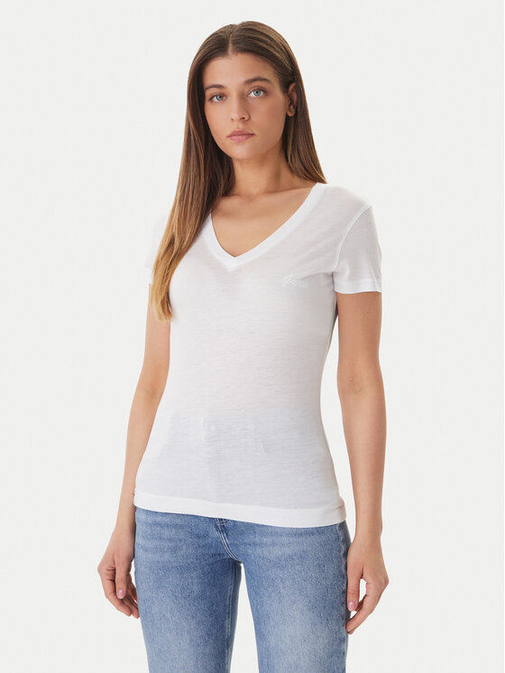 Guess Guess Tričko W5GP31 KCSX2 Biela Classic Fit