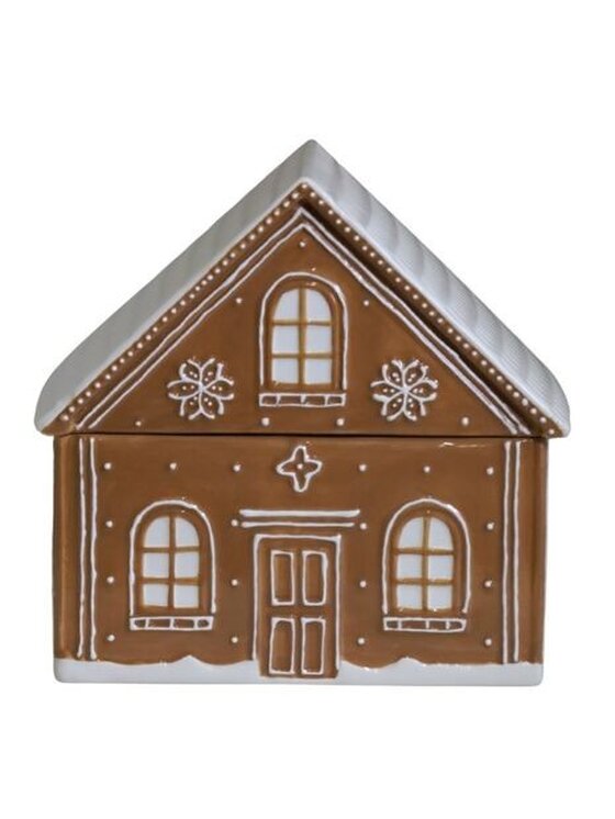MIAhome MIAhome Pojemnik świąteczny ceramiczna PIERNIKOWY DOMEK Brązowy