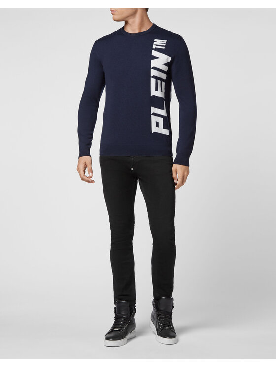 PHILIPP PLEIN PHILIPP PLEIN Longsleeve 1647 Granatowy Regular Fit
