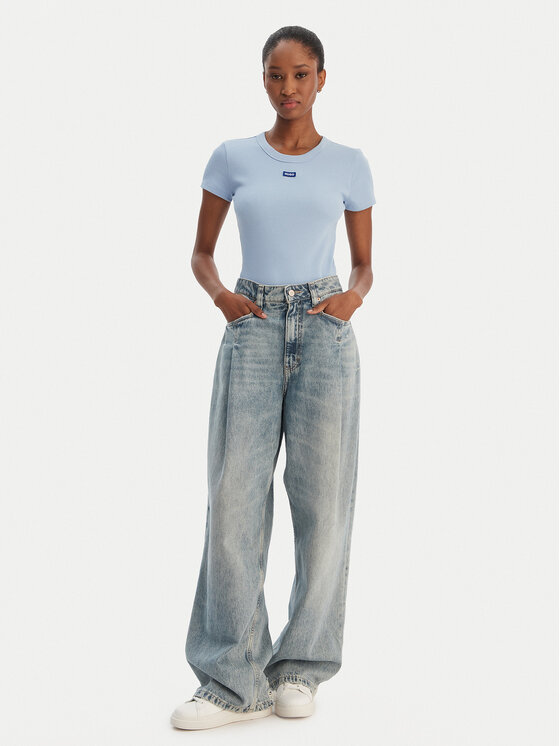 HUGO HUGO T-Shirt Easy 50523924 Světle modrá Slim Fit