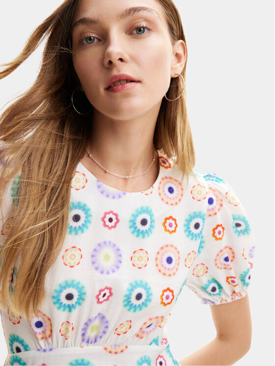 Desigual Desigual Rochie de vară Edmonton 24SWVW44 Alb Straight Fit