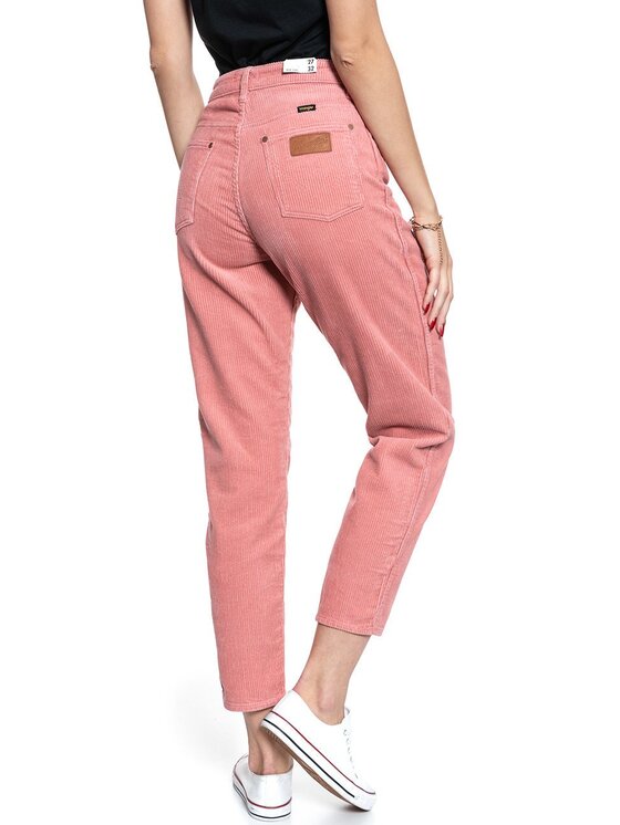 Wrangler Wrangler Spodnie materiałowe MOM JEANS Różowy Regular Fit