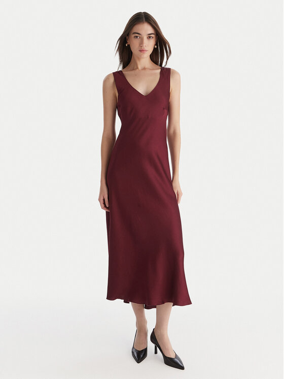ViCOLO ViCOLO Koktejlové šaty TF0247 Bordó Regular Fit