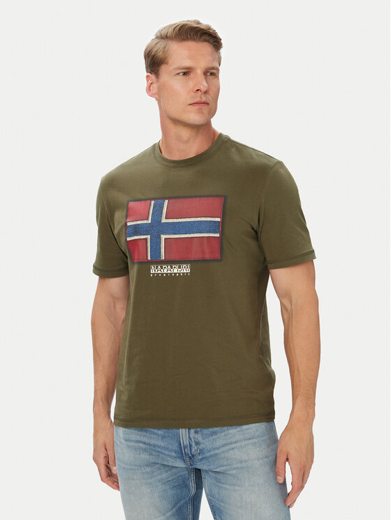 Napapijri Tricou S-Flag Tiki Ss NP0A8A6IG1F1 Verde închis Regular Fit