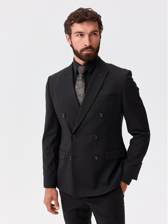 Evenemen Evenemen Marynarka Solid Czarny Slim Fit