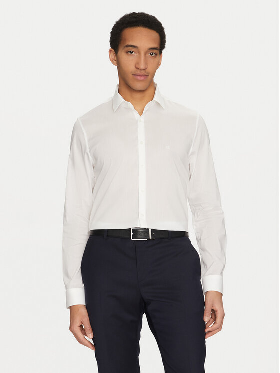 Calvin Klein Męska Koszula, rozmiar 43, Biała, K10K114356
