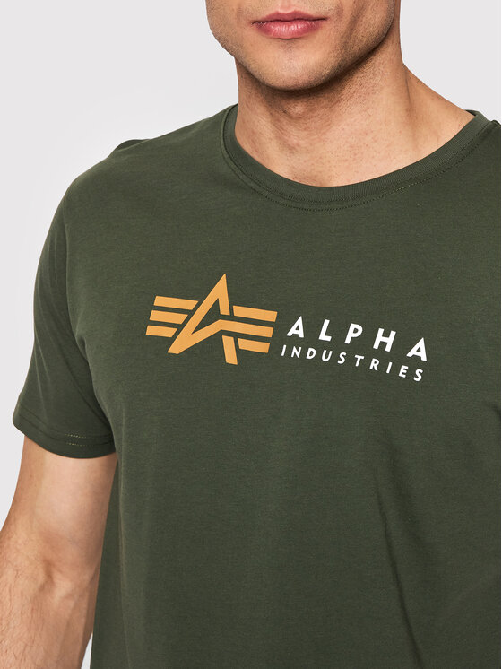 Alpha Industries Alpha Industries T-Shirt Alpha Label 118502 Zielony Regular Fit