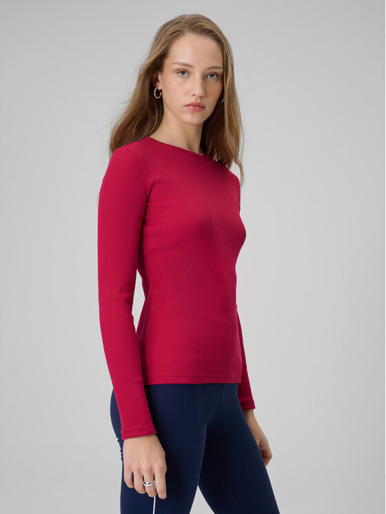 4F 4F Bluzka BASIC+ Różowy ciemny Slim Fit