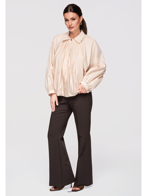 Ombre Ombre Koszula OW-SH-E0006 Beżowy Oversize