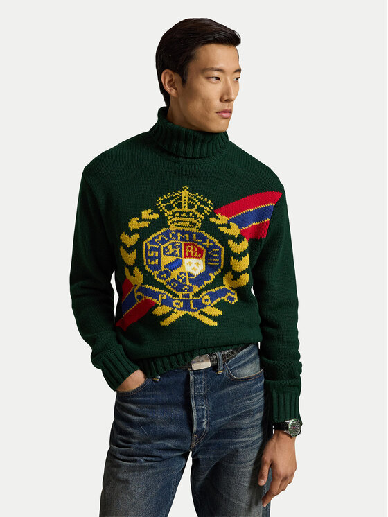 Polo Ralph Lauren Krekls ar augstu apkakli 710B59534001 Tumši zaļa Regular Fit