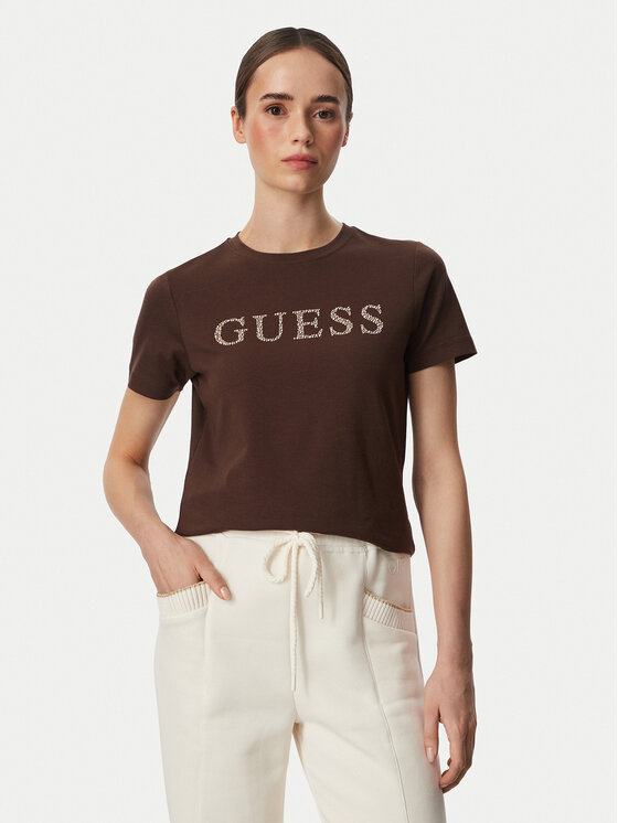 Guess Guess Футболка V6RI20 J1314 Коричневий Regular Fit