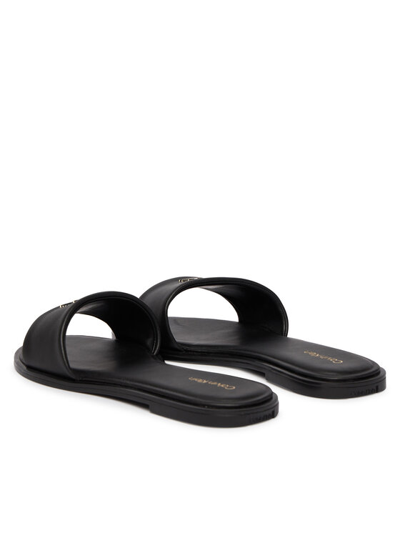 Calvin Klein Calvin Klein Şlapi Round Flat Sndl Lth Bar Hw 2 HW0HW02925 Negru