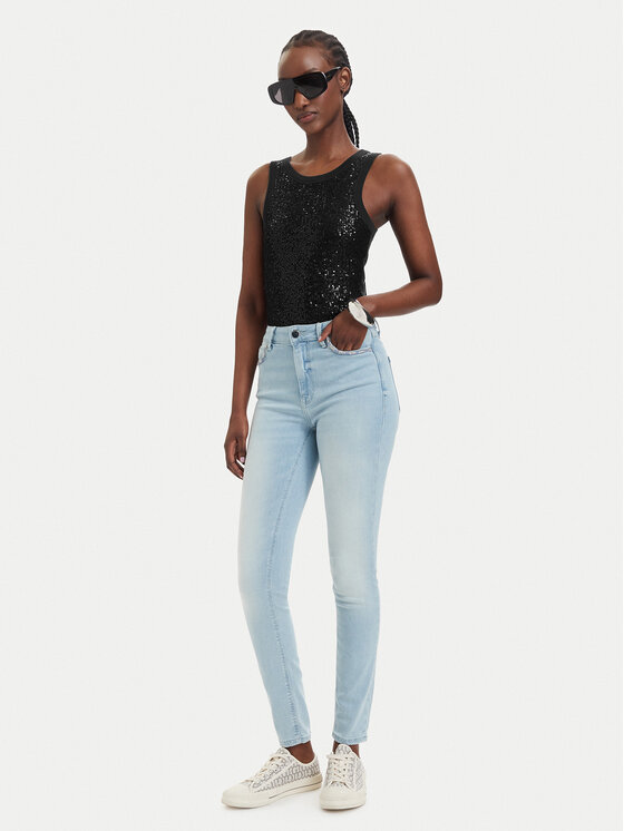 Guess Guess Marškinėliai W6GP26 K3157 Juoda Slim Fit