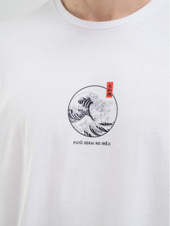 MyStars MyStars T-Shirt Koszulka Z Krótkim Rękawem Męska Biała MyStars Orient Board M Biały Regular Fit