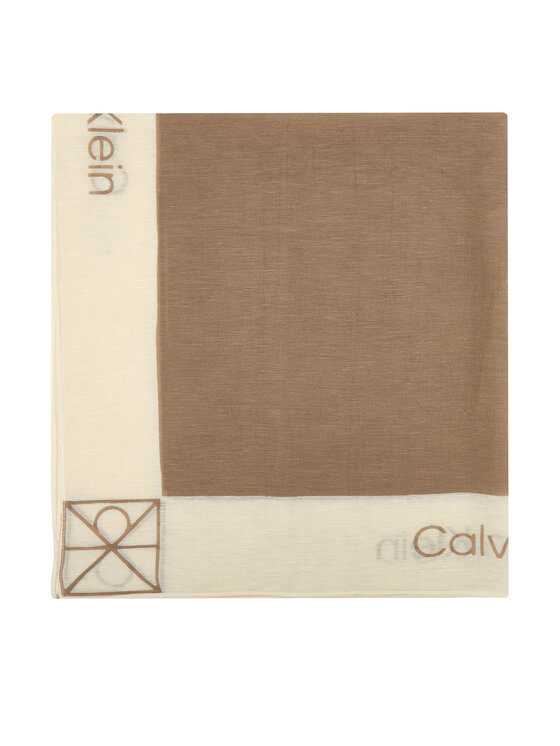 Calvin Klein Calvin Klein Sál Linen Blend Emblem Pareo Scarf LV04F9021G Bézs