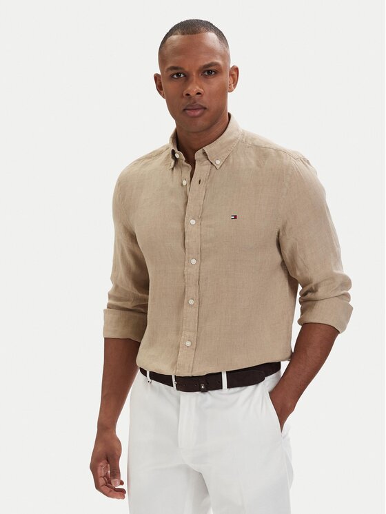 Tommy Hilfiger Tommy Hilfiger Πουκάμισο MW0MW41530 Σκούρο μπεζ Regular Fit