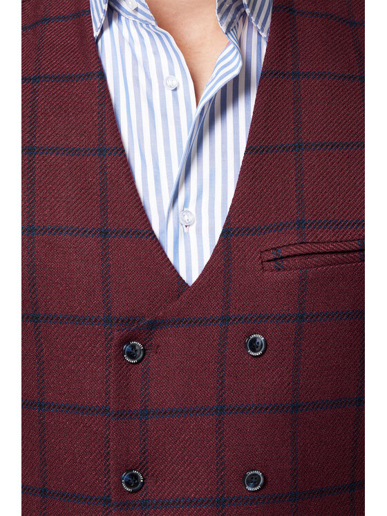 Lancerto Lancerto Kamizelka KA131223000001 Bordowy Slim Fit