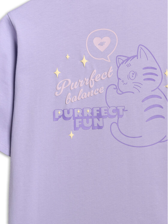 4F 4F T-Shirt KITTY JOGA Fioletowy jasny Oversize