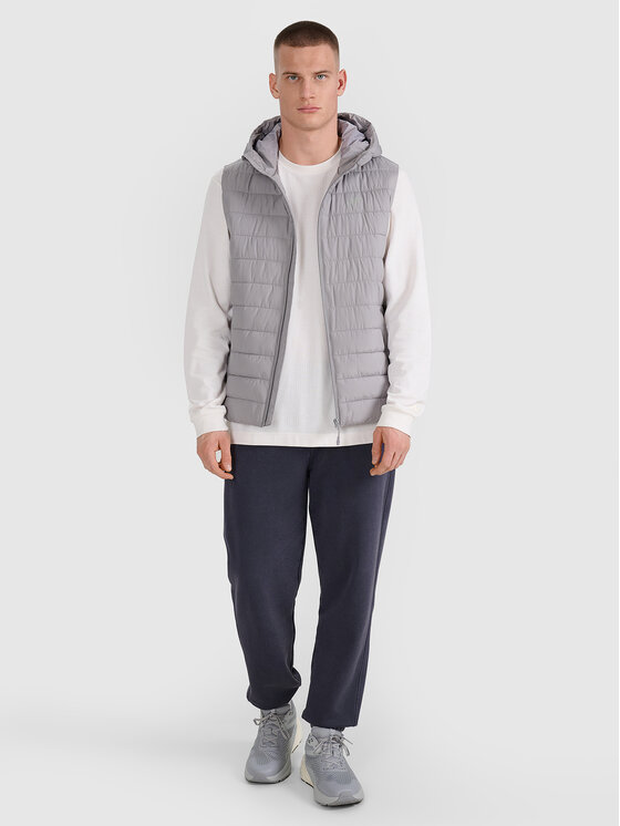 4F 4F Kamizelka MIDSHOP TEXTILE Szary Regular Fit