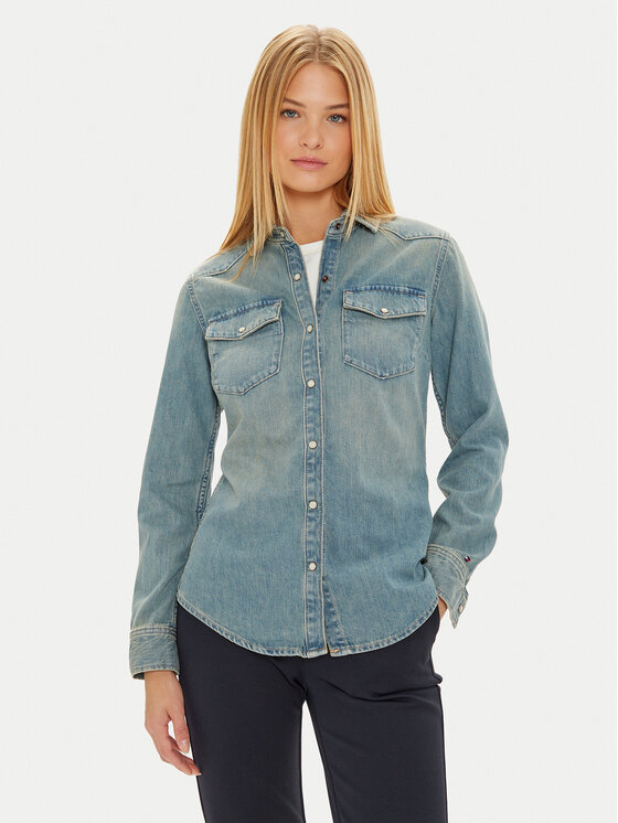 Tommy Hilfiger Tommy Hilfiger Джинсова сорочка WW0WW42875 Голубий Slim Fit