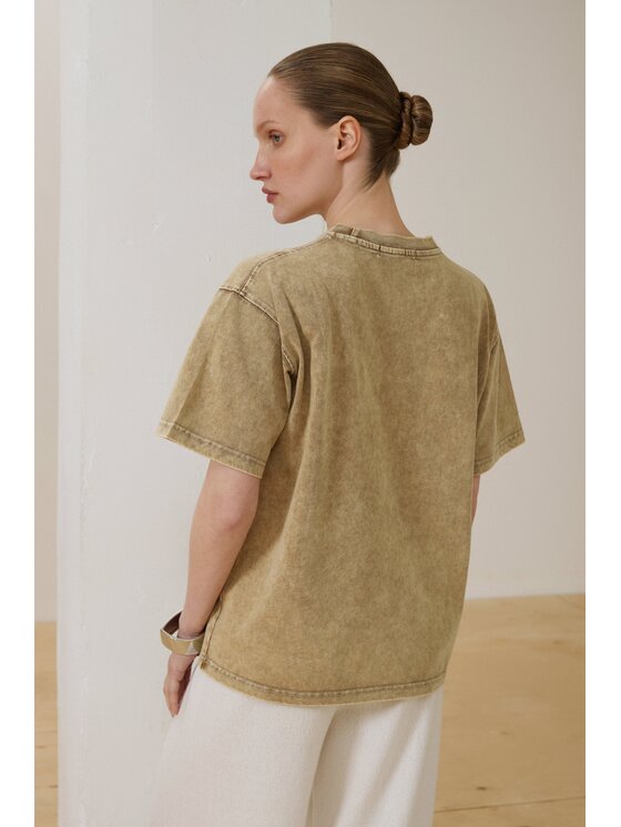 Estro Estro T-Shirt ER00119728 Beżowy Oversize