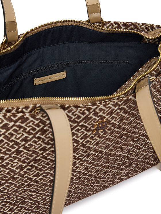 Tommy Hilfiger Tommy Hilfiger Kabelka Th Jacquard Tote AW0AW19009 Hnedá